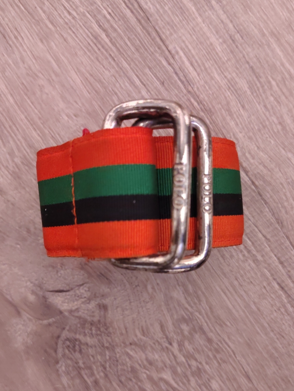 Polo by Ralph Lauren Orange Stripe Web Belt with Green and Black Accents